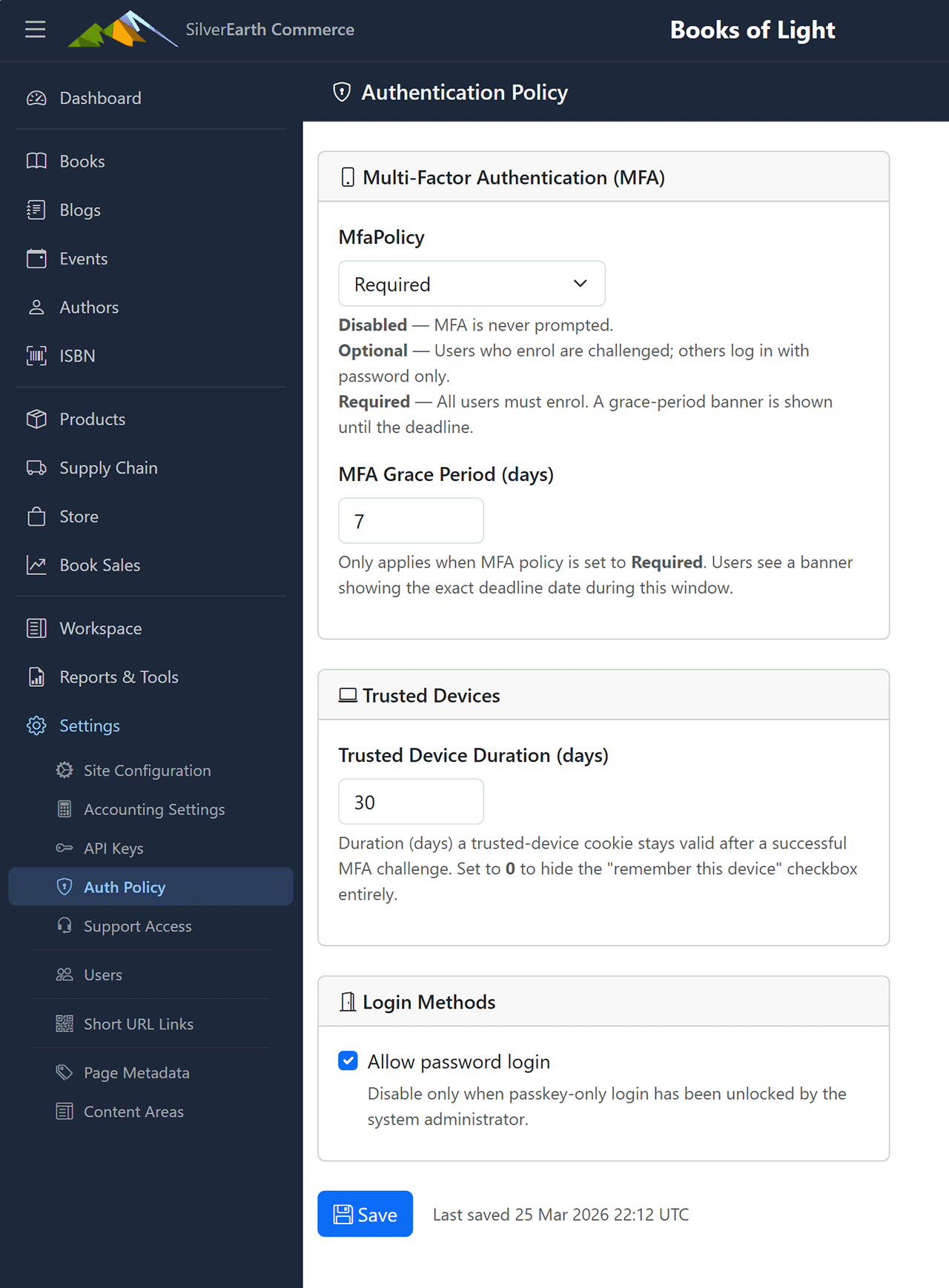 Admin Auth Policy