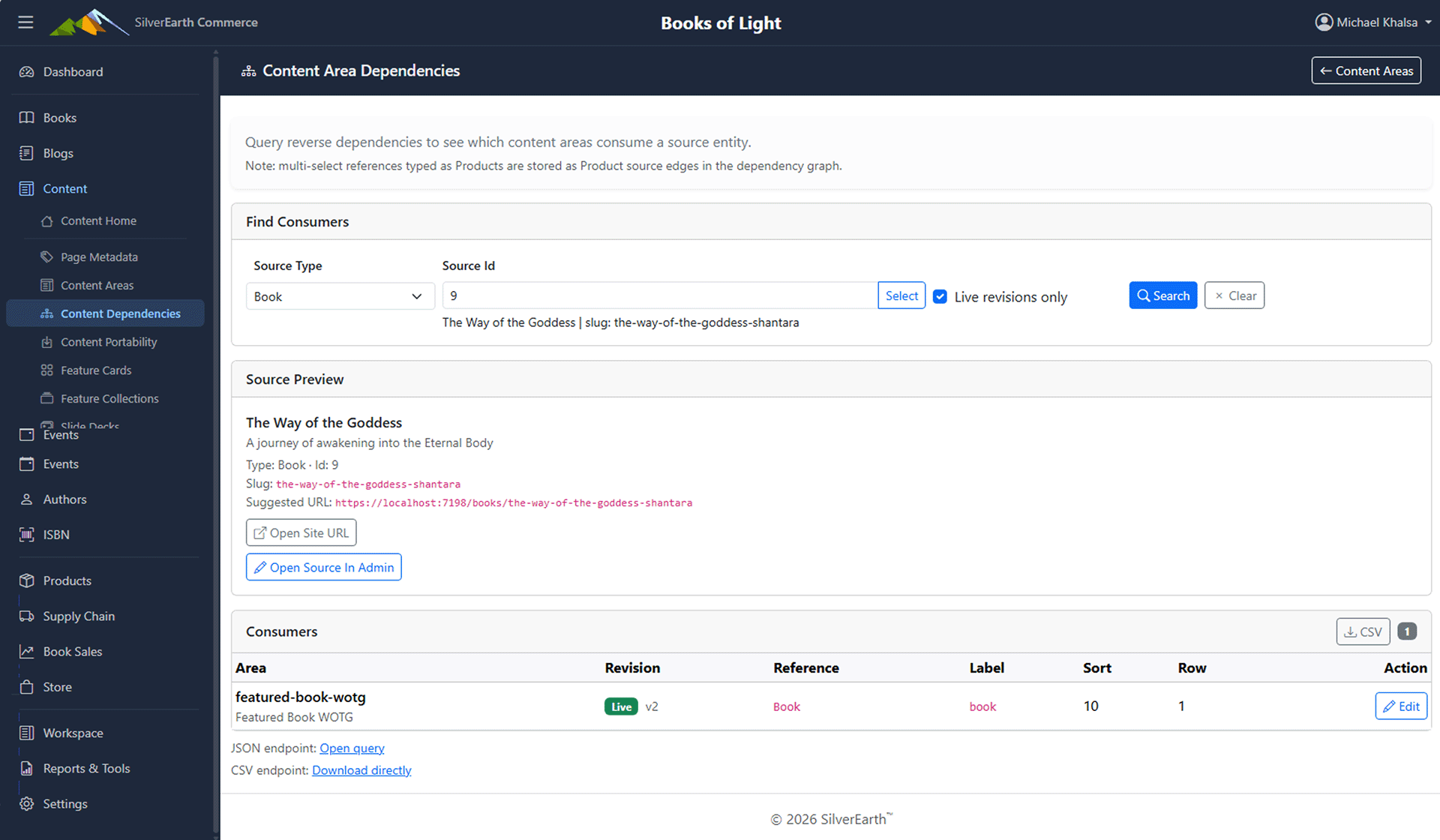Admin Content Dependencies