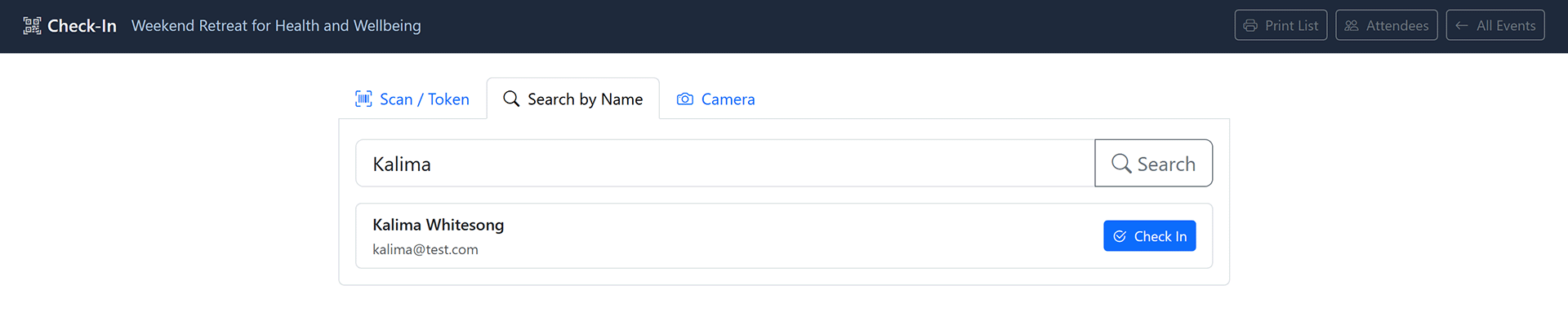 Admin Event Check-In