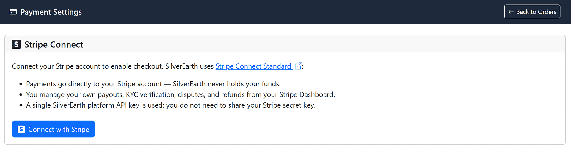 Admin Store Payment Settings